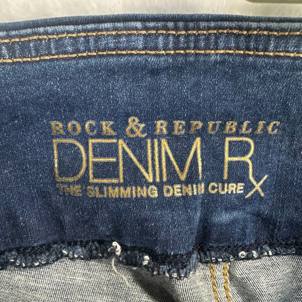 Rock & Republic Fever Pull On Jeans Women 18 Blue RX Slimming Skinny Stretch - Picture 2 of 8
